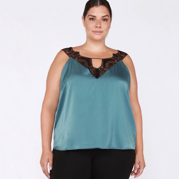 Sultry Teal Lace Trim Satin Cami, brand new condition. - Picture 1 of 12